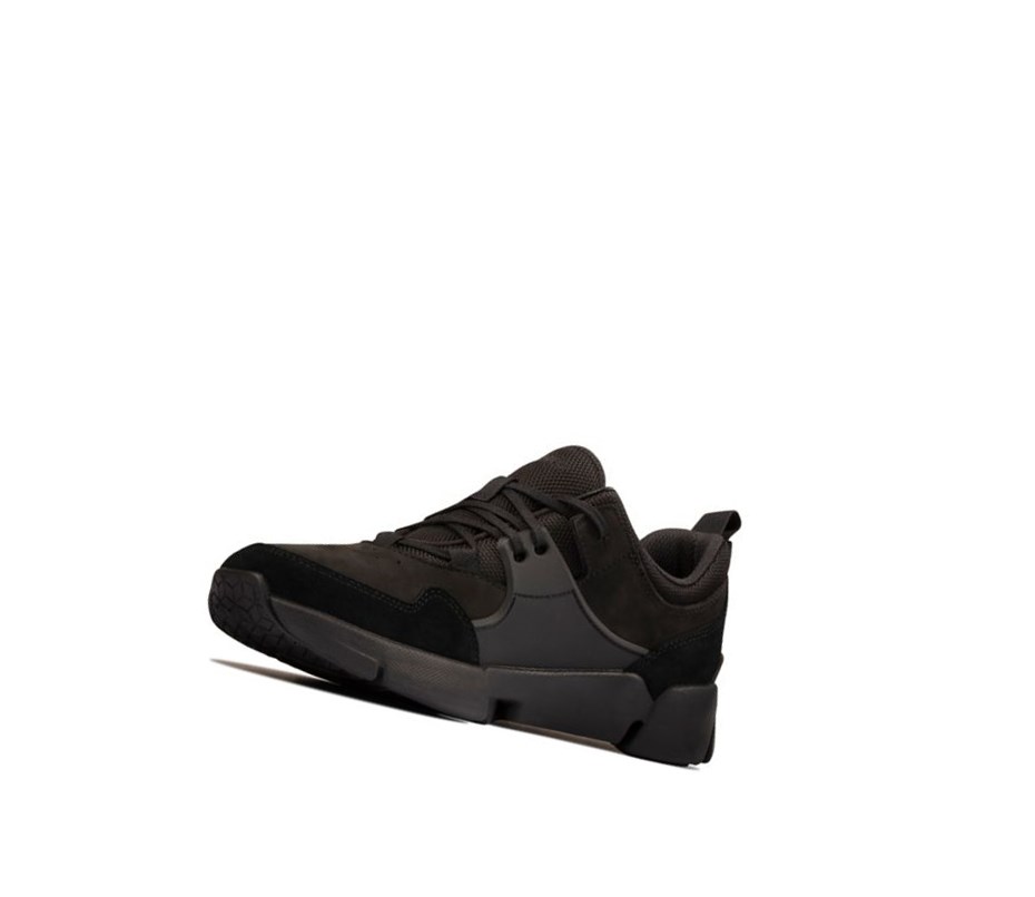 Zapatos Piel Clarks Tri Active Encaje Cuero Hombre Negras | QYFW-95301