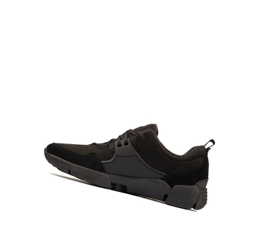 Zapatos Piel Clarks Tri Active Encaje Cuero Hombre Negras | QYFW-95301