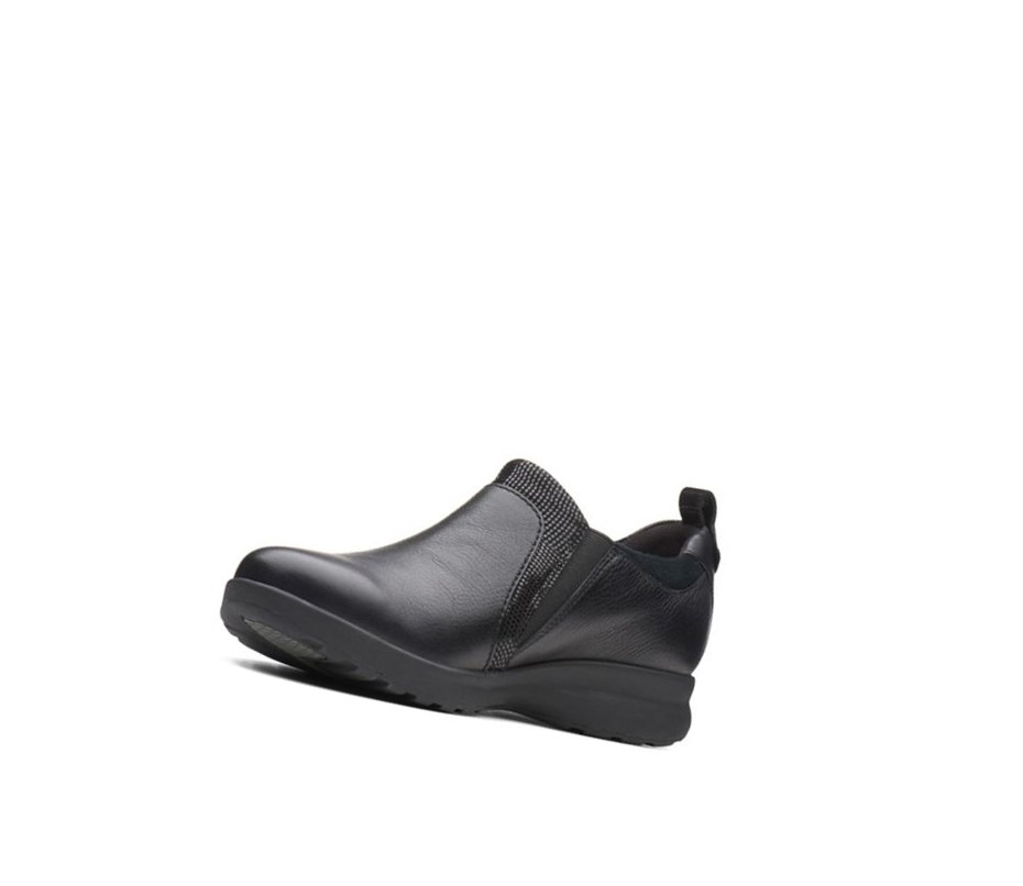 Zapatos Piel Clarks Un Adorn Zip Cuero Anchos Fit Mujer Negras | LHIW-20938