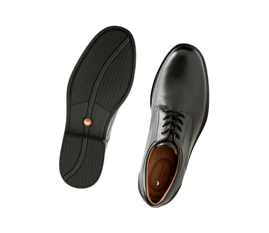 Zapatos Piel Clarks Un Aldric Encaje Cuero Anchos Fit Hombre Negras | WOEC-09467