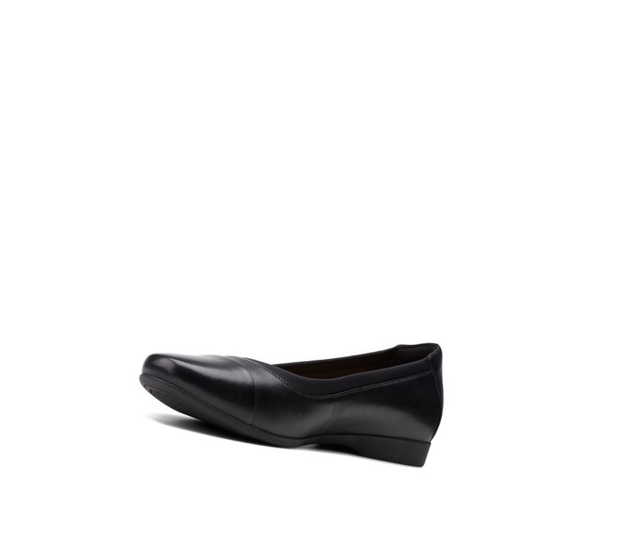 Zapatos Piel Clarks Un Darcey Cap 2 Cuero Anchos Fit Mujer Negras | BESD-25987