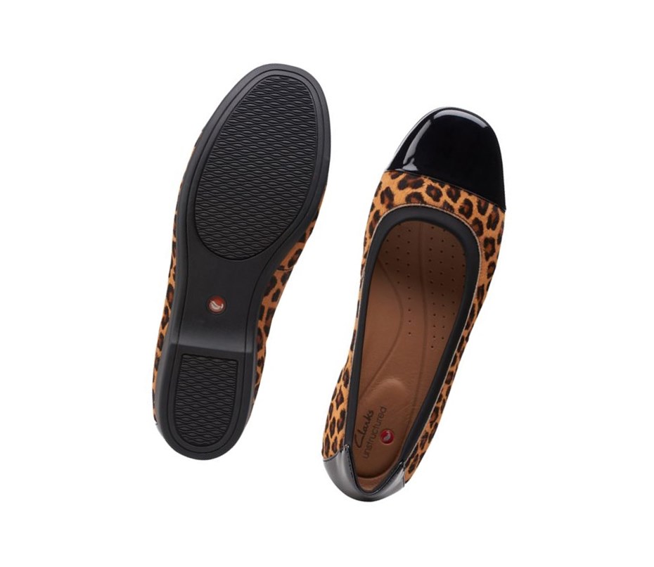 Zapatos Piel Clarks Un Darcey Cap 2 Print Pony Cuero Mujer Leopardo | YMLC-54380