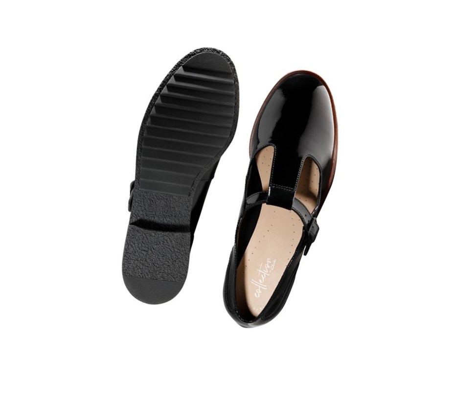 Zapatos Planos Clarks Griffin Town Charol Mujer Negras | VOCD-28167