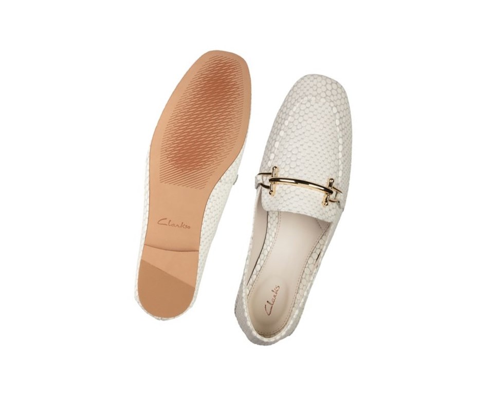 Zapatos Planos Clarks Pure 2 Cuero Mujer Blancas | HMWC-47596