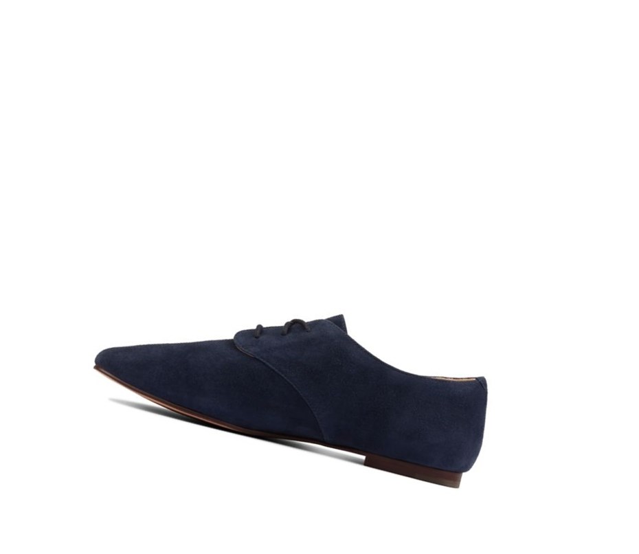 Zapatos Planos Clarks Pure 2 Encaje Gamuza Mujer Azul Marino | ASFI-10854