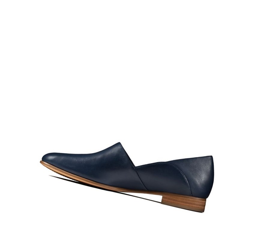 Zapatos Planos Clarks Pure Tone Cuero Mujer Azul Marino | OKRZ-51623