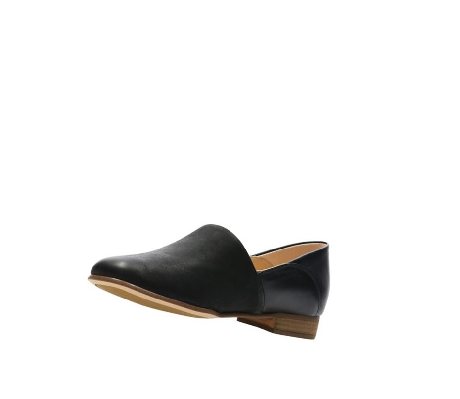 Zapatos Planos Clarks Pure Tone Slip On Cuero Mujer Negras | DVEZ-36481