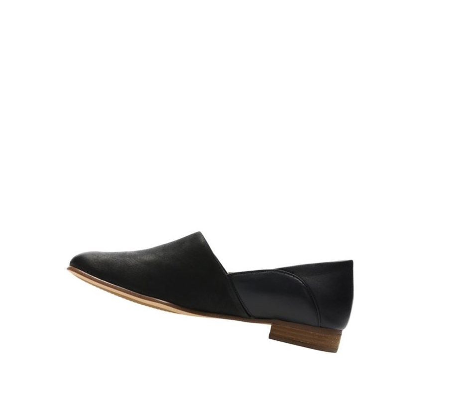 Zapatos Planos Clarks Pure Tone Slip On Cuero Mujer Negras | DVEZ-36481