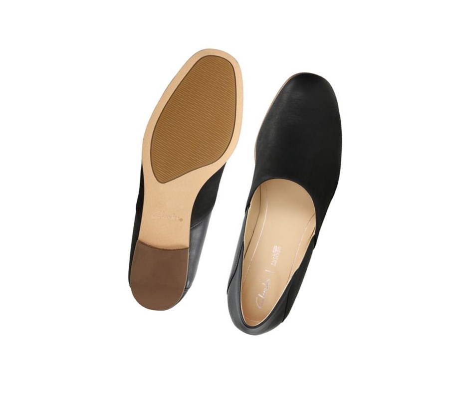 Zapatos Planos Clarks Pure Tone Slip On Cuero Mujer Negras | DVEZ-36481