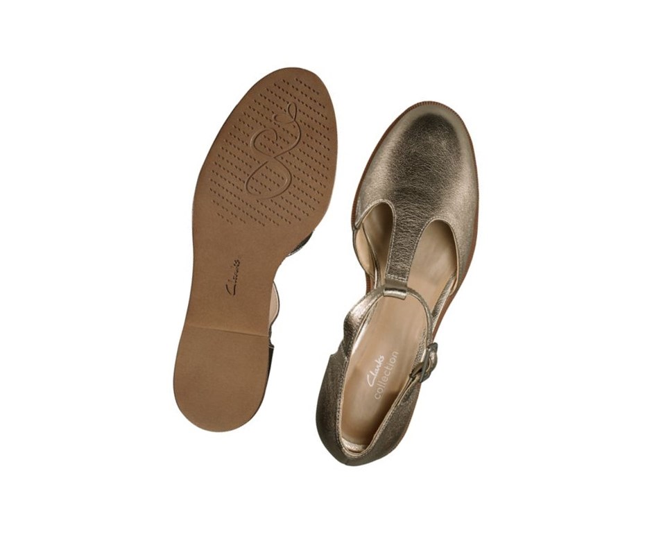 Zapatos Planos Clarks Taylor Palm Cuero Mujer Doradas | YZWT-87425