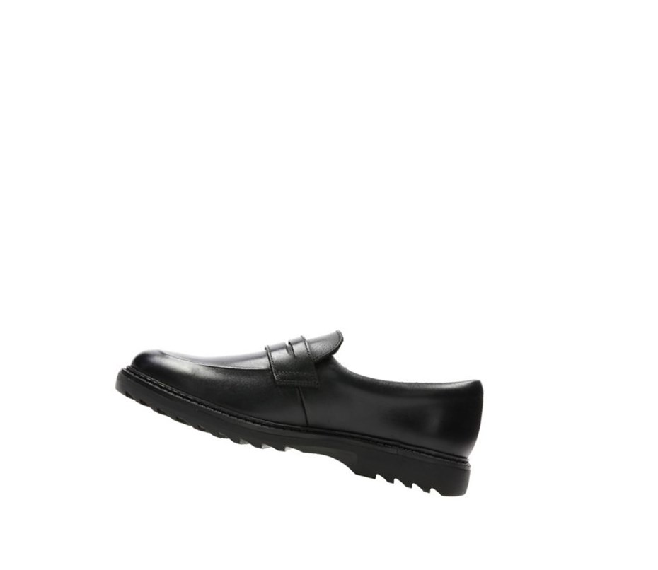 Zapatos Slip On Clarks Asher Stride Cuero Niño Negras | QDMA-28719