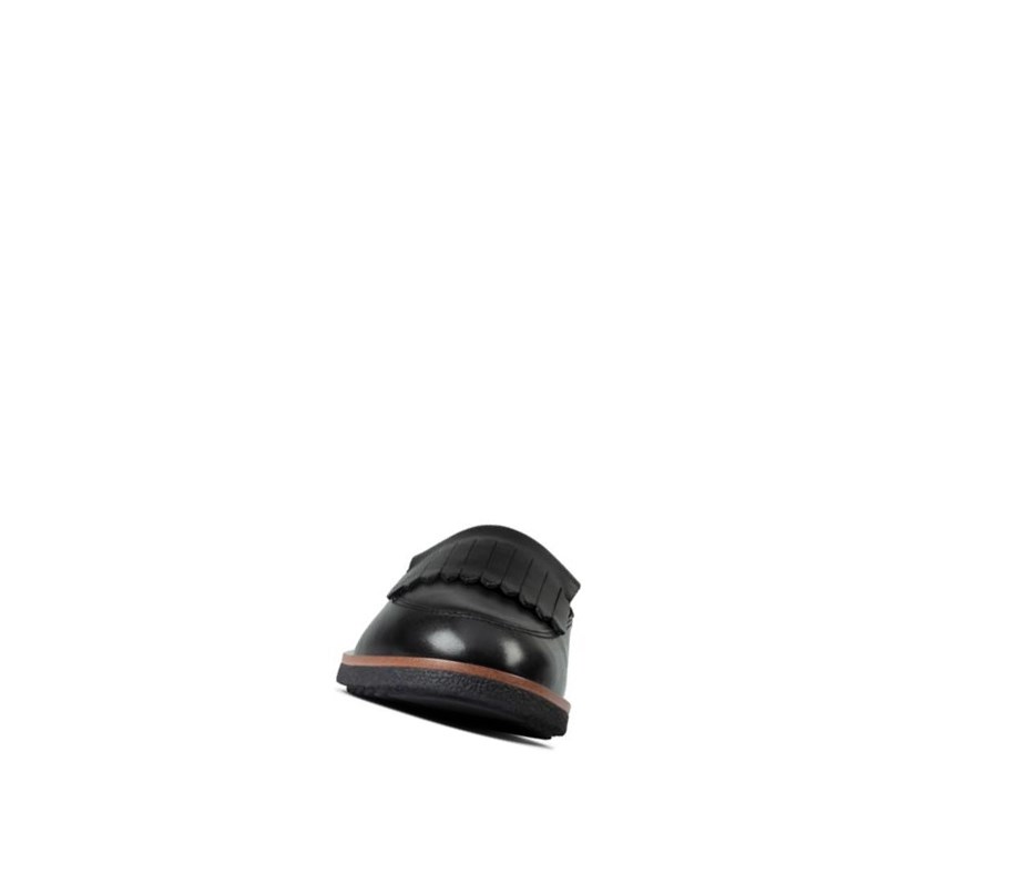 Zapatos Slip On Clarks Griffin Kilt Cuero Mujer Negras | RGMV-93627