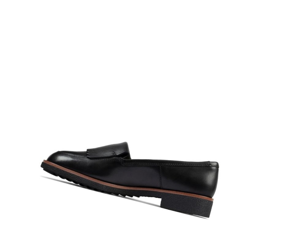 Zapatos Slip On Clarks Griffin Kilt Cuero Mujer Negras | RGMV-93627