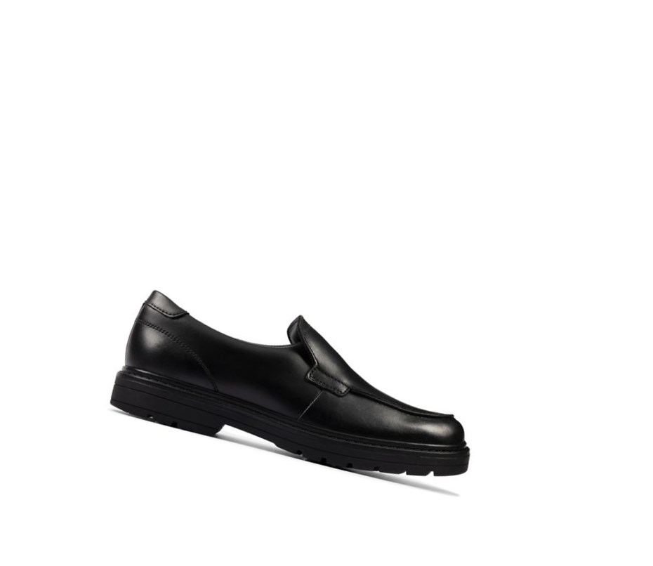 Zapatos Slip On Clarks Loxham Grove Cuero Niño Negras | GSWU-27406