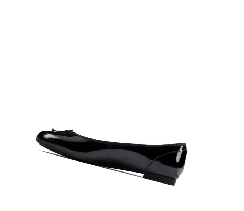 Zapatos Slip On Clarks Patale Charol Cuero Anchos Fit Mujer Negras | VFTC-06981