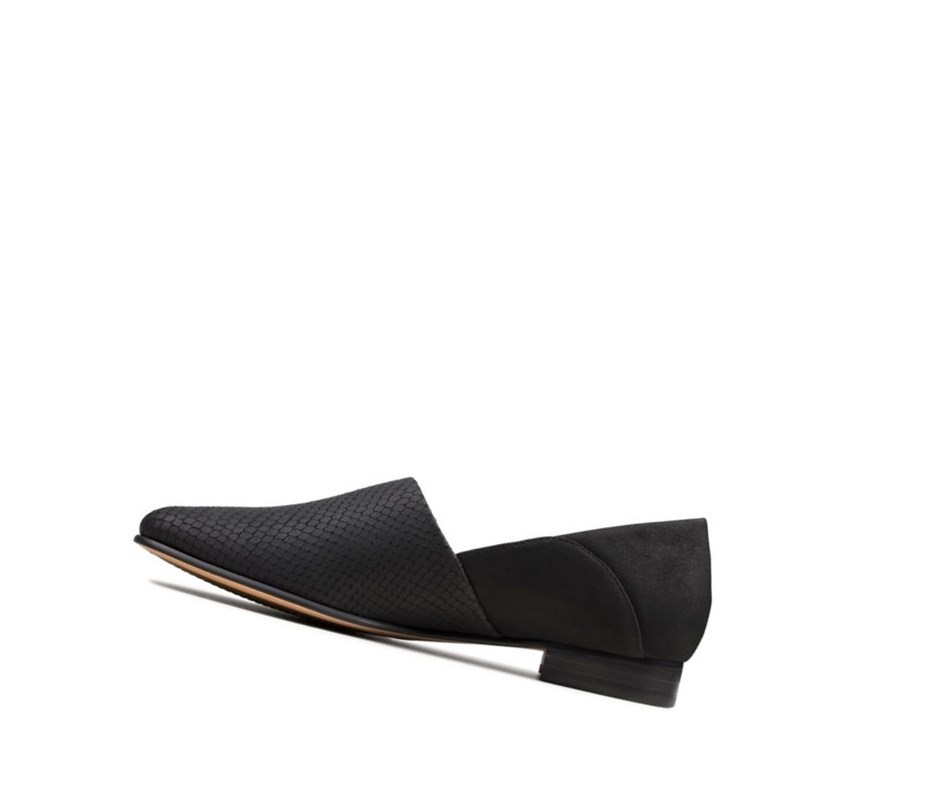 Zapatos Slip On Clarks Pure Tone Cuero Anchos Fit Mujer Negras Serpent | LISH-96780