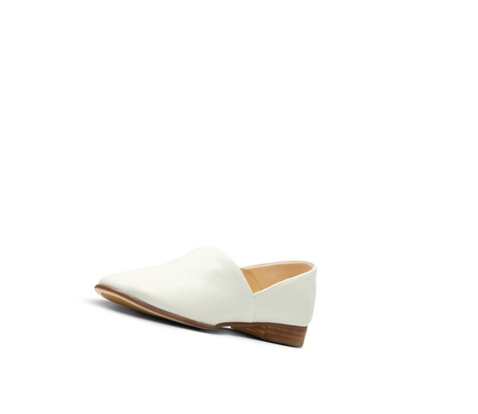 Zapatos Slip On Clarks Pure Tone Cuero Anchos Fit Mujer Blancas | NQUR-26071