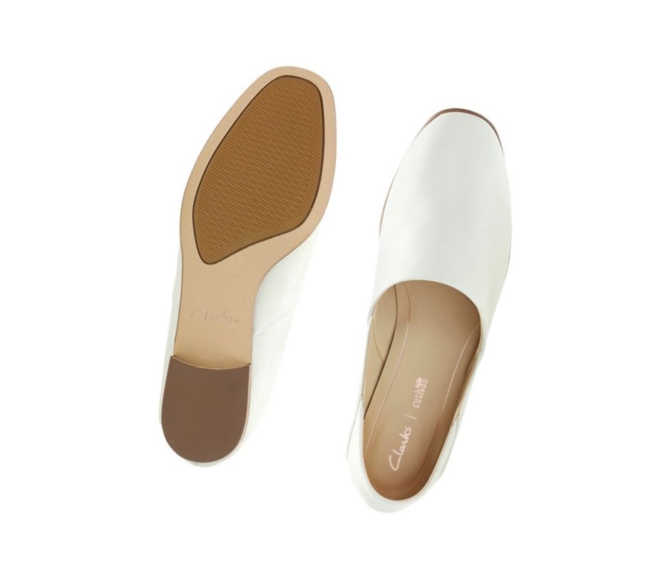 Zapatos Slip On Clarks Pure Tone Cuero Mujer Blancas | EGFP-35428