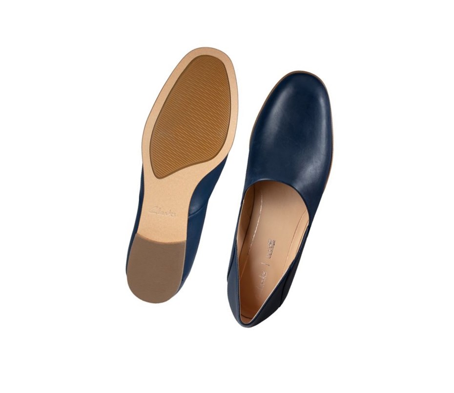 Zapatos Slip On Clarks Pure Tone Cuero Mujer Azul Marino | FQDR-61845