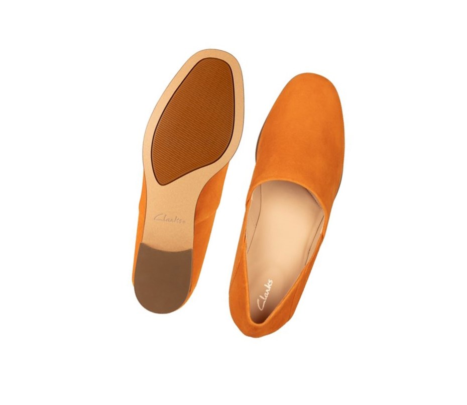 Zapatos Slip On Clarks Pure Tone Gamuza Anchos Fit Mujer Naranjas | IMLJ-64705