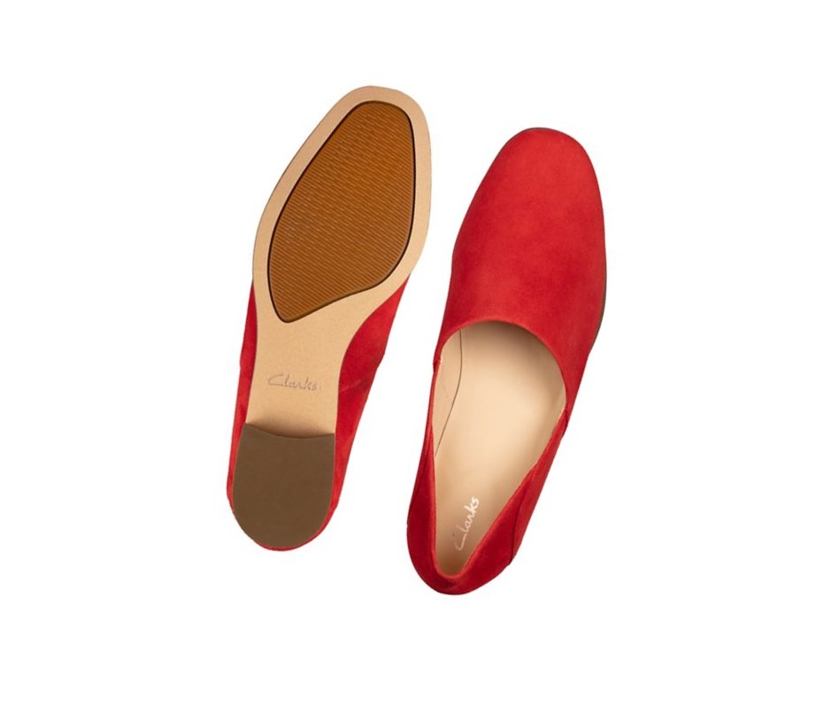 Zapatos Slip On Clarks Pure Tone Gamuza Anchos Fit Mujer Rojas | UJCW-81946