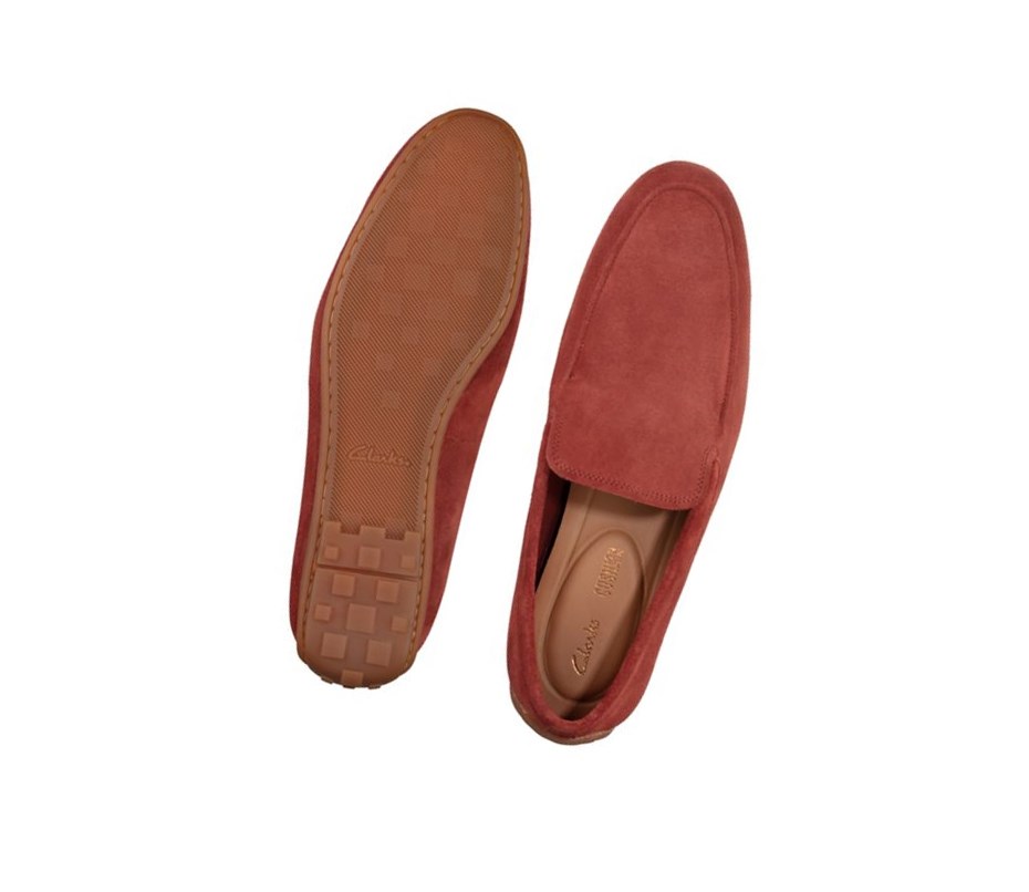 Zapatos Slip On Clarks Reazor Plain Gamuza Hombre Rojas | CIXP-95864