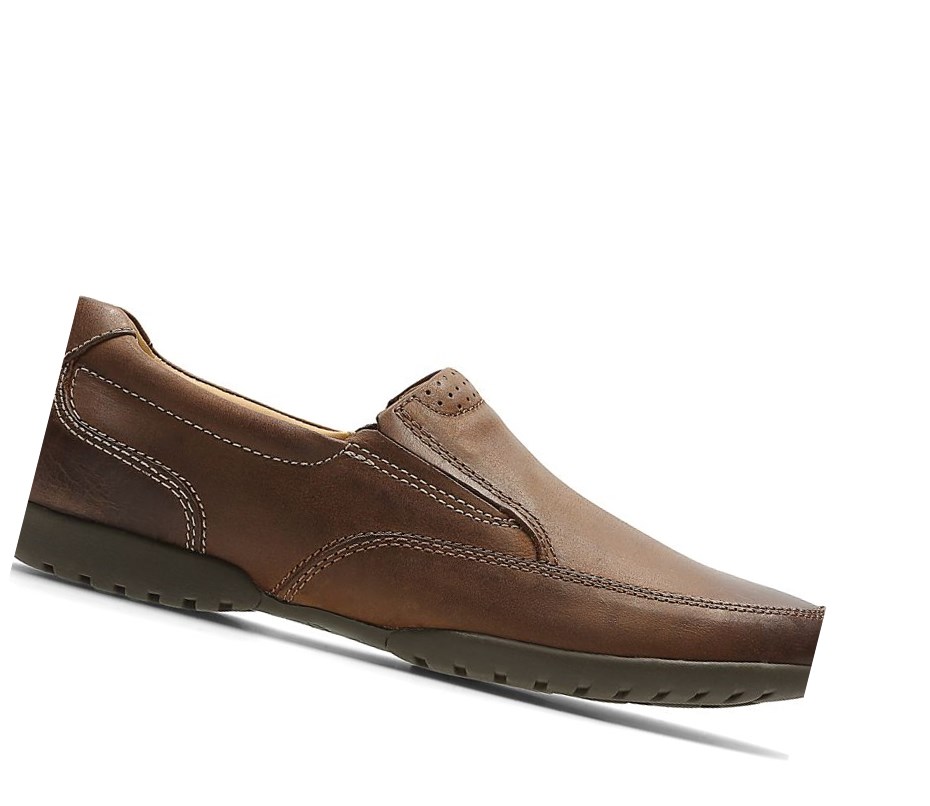 Zapatos Slip On Clarks Recline Free Cuero Hombre Marrones | RZIC-31605