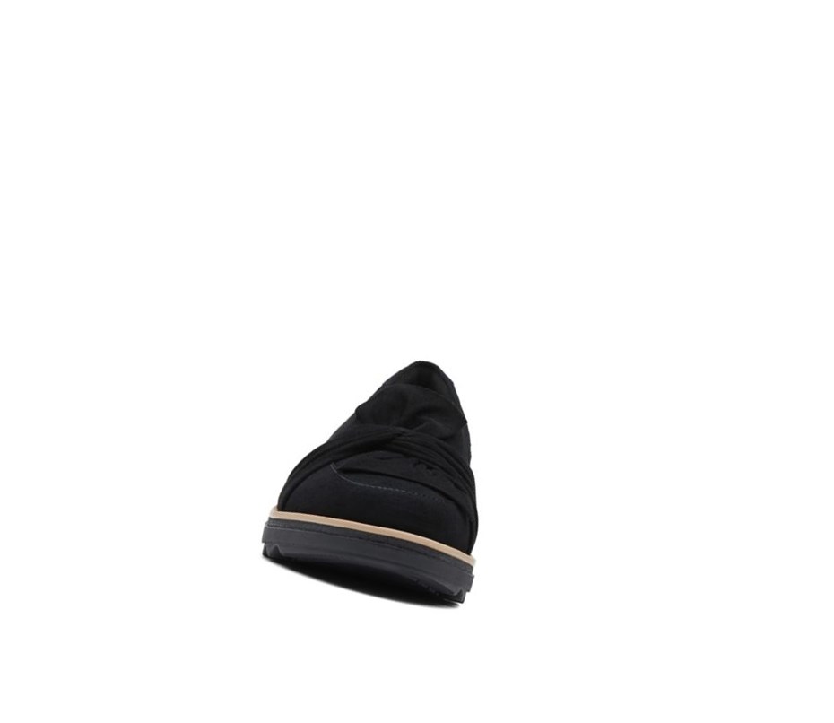 Zapatos Slip On Clarks Sharon Dasher Gamuza Anchos Fit Mujer Negras | WPQT-07184