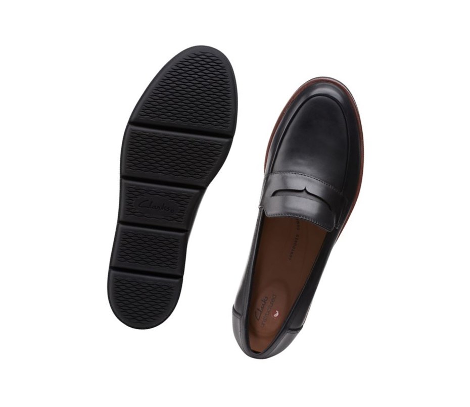 Zapatos Slip On Clarks Shaylin Step Cuero Mujer Negras | GLFT-83067