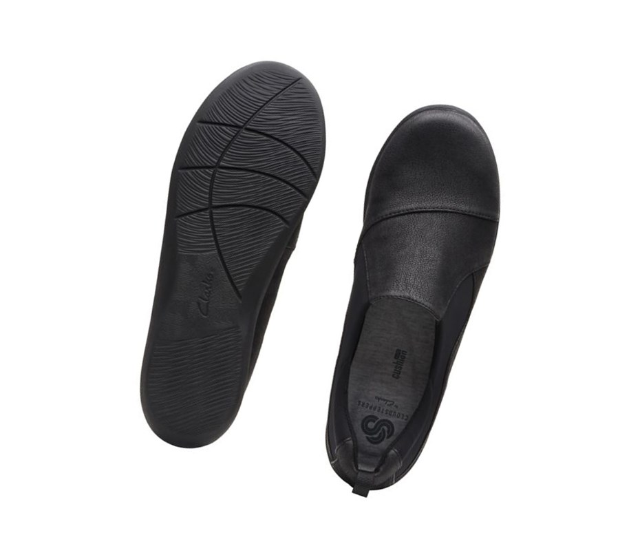 Zapatos Slip On Clarks Sillian Paz Anchos Fit Mujer Negras | ZPET-34651