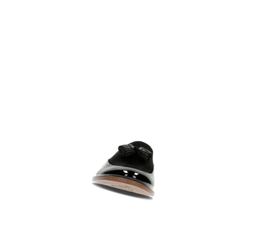 Zapatos Slip On Clarks Taylor Spring Charol Gamuza Anchos Fit Mujer Negras | THBJ-64183