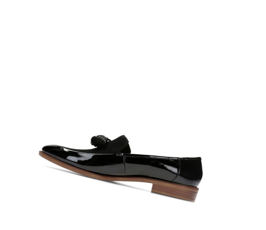 Zapatos Slip On Clarks Taylor Spring Charol Gamuza Mujer Negras | UWMG-47231