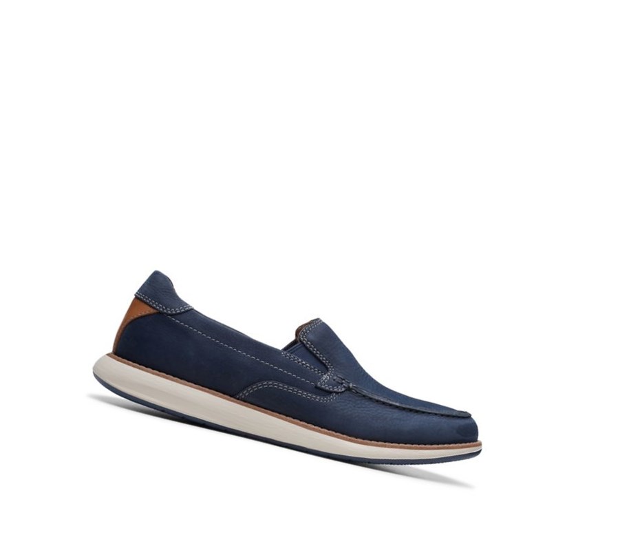 Zapatos Slip On Clarks Un Pilot Step Nubuck Cuero Hombre Azul Marino | YOEB-30214