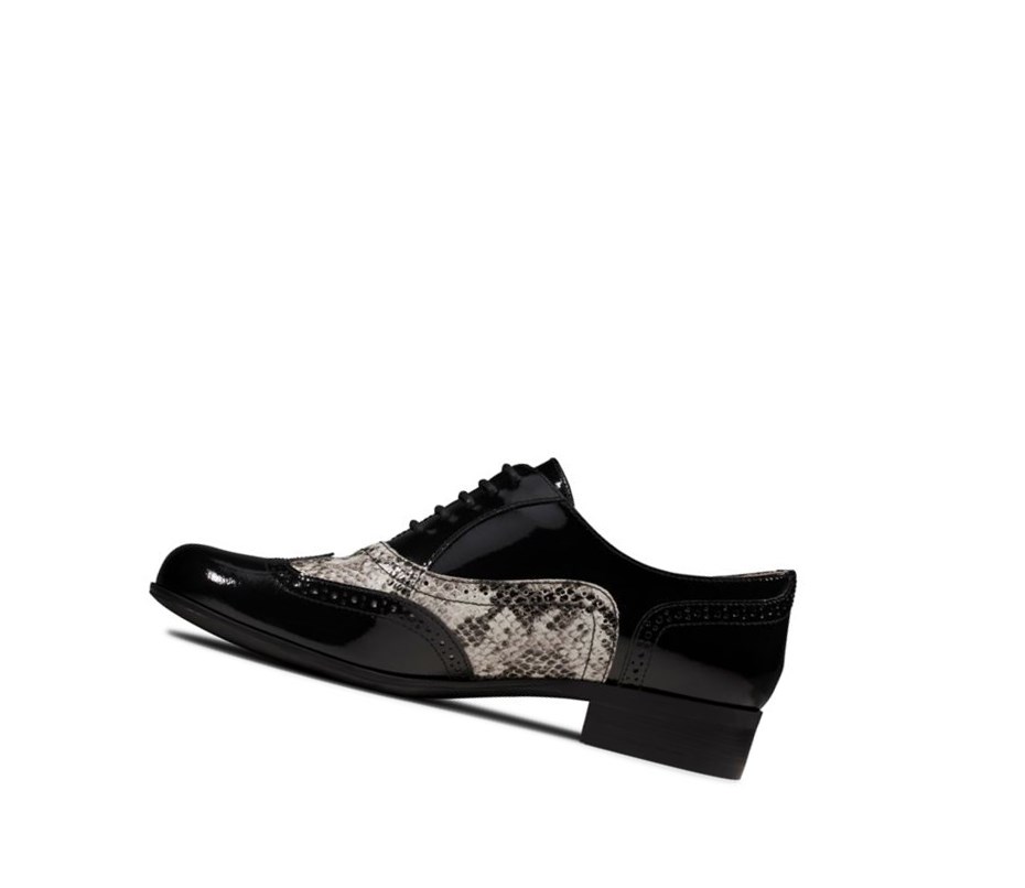 Zapatos con Cordones Clarks Hamble Oak Cuero Mujer Negras Serpent | ATSW-57328