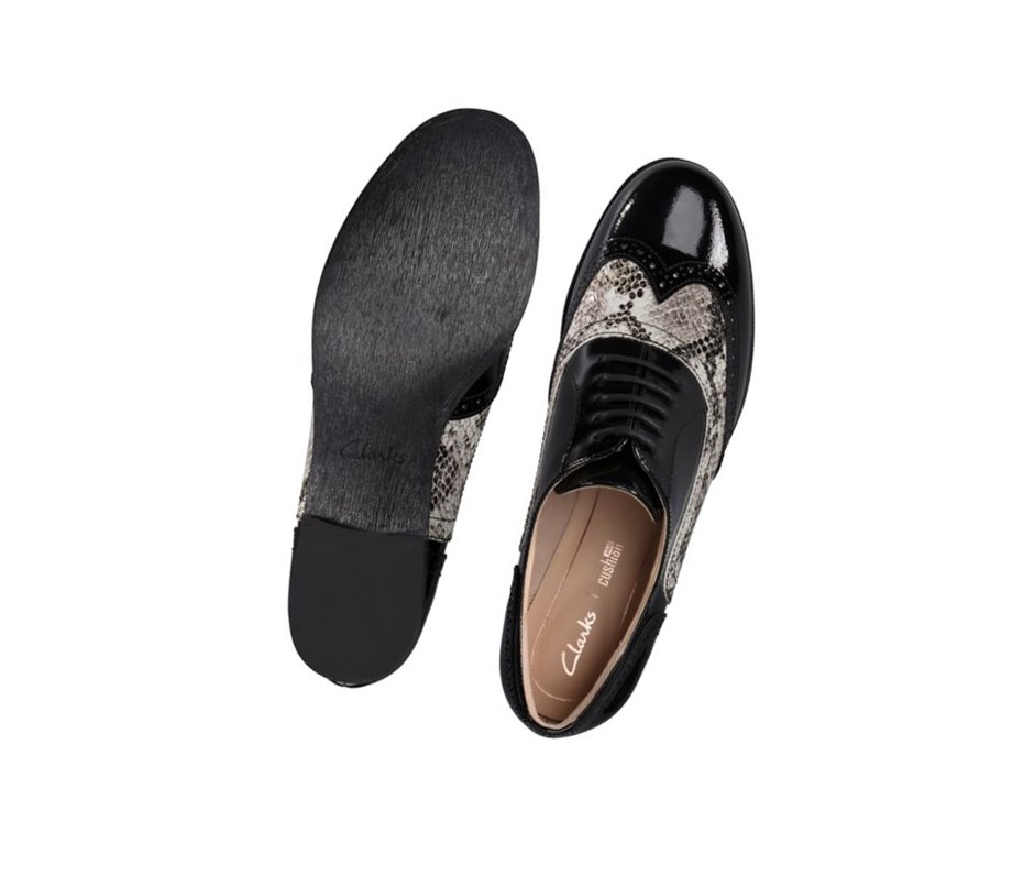 Zapatos con Cordones Clarks Hamble Oak Cuero Mujer Negras Serpent | ATSW-57328