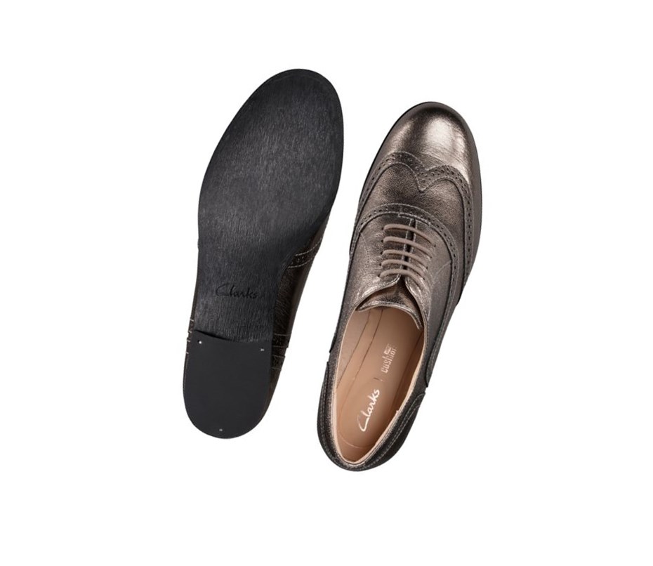 Zapatos con Cordones Clarks Hamble Oak Cuero Mujer Doradas Metal | OBQW-61852