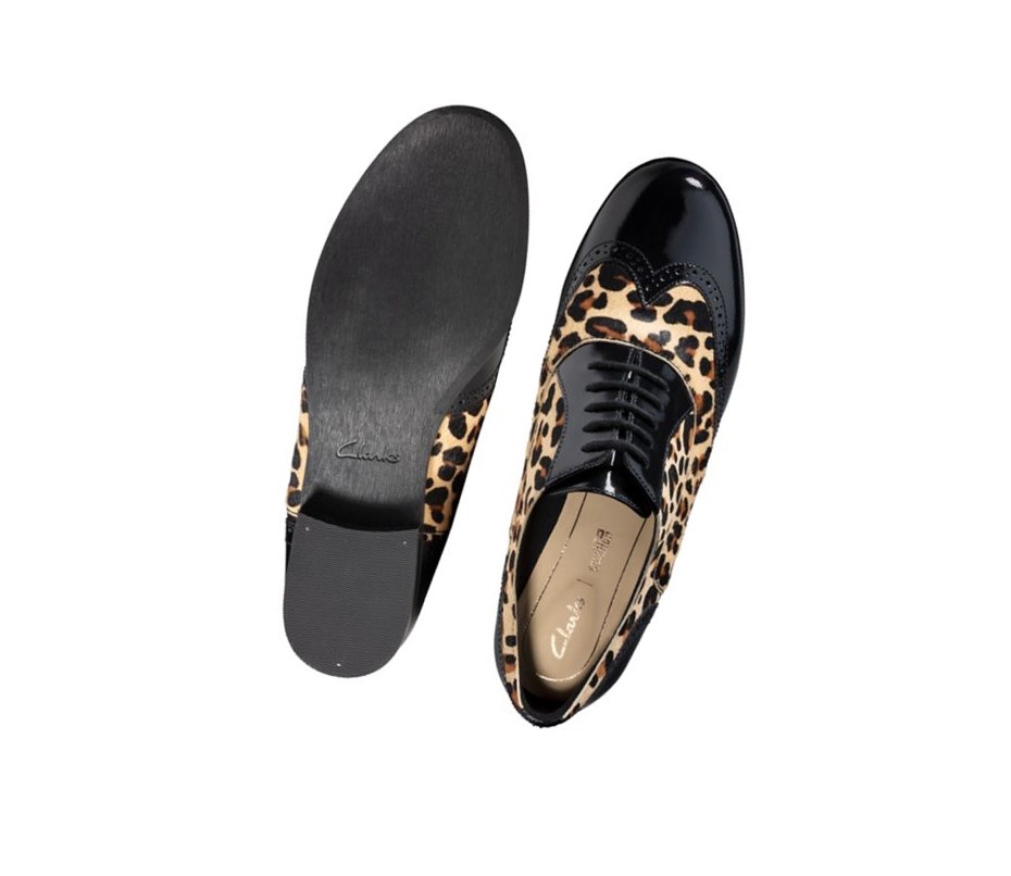 Zapatos con Cordones Clarks Hamble Oak Print Cuero Mujer Leopardo | GBYT-13865