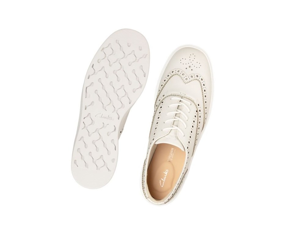 Zapatos con Cordones Clarks Hero Cuero Mujer Blancas | TNWM-51803