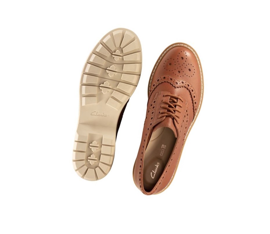 Zapatos con Cordones Clarks Witcombe Echo Cuero Mujer Marrones | TGMN-10235