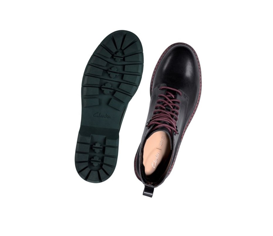 Zapatos con Cordones Clarks Witcombe Hi Cuero Mujer Negras | RATS-68947