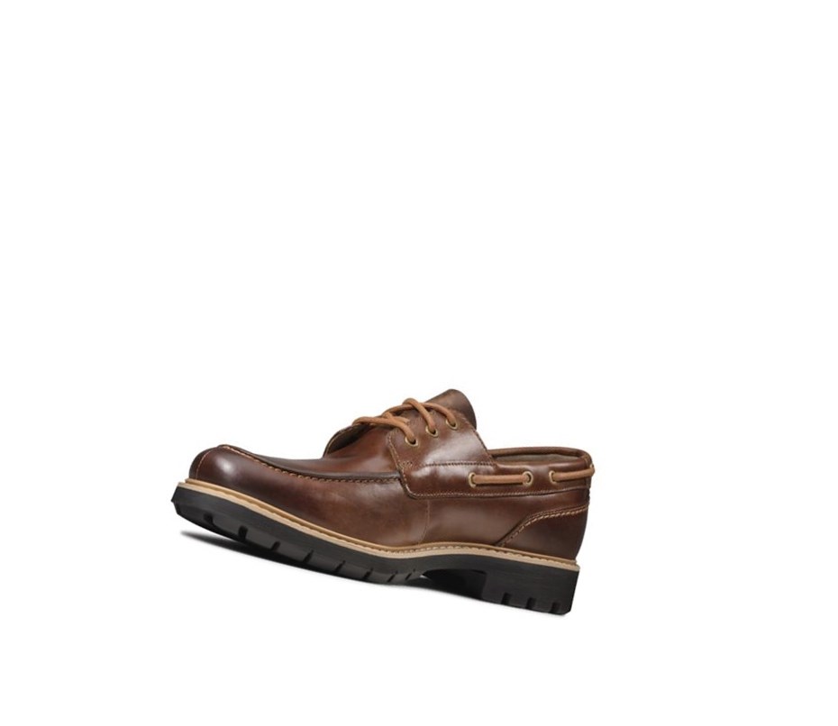 Zapatos del Barco Clarks Batcombe Sail Cuero Hombre Marrones Oscuro | CWFL-60173