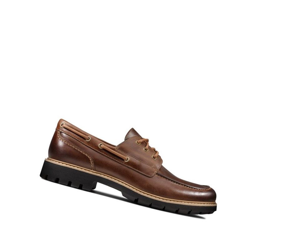 Zapatos del Barco Clarks Batcombe Sail Cuero Hombre Marrones Oscuro | CWFL-60173