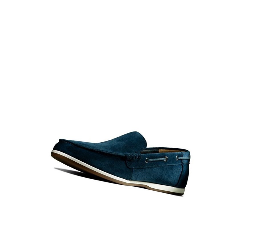 Zapatos del Barco Clarks Morven Sun Gamuza Hombre Azul Marino | IEPK-49032