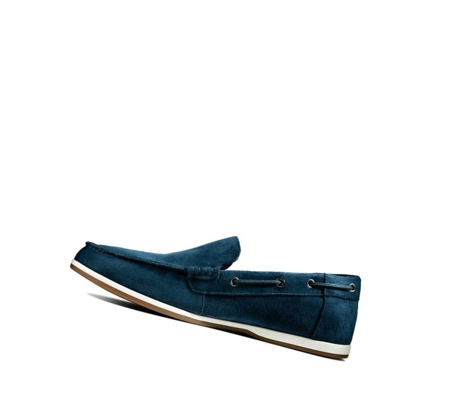 Zapatos del Barco Clarks Morven Sun Gamuza Hombre Azul Marino | IEPK-49032