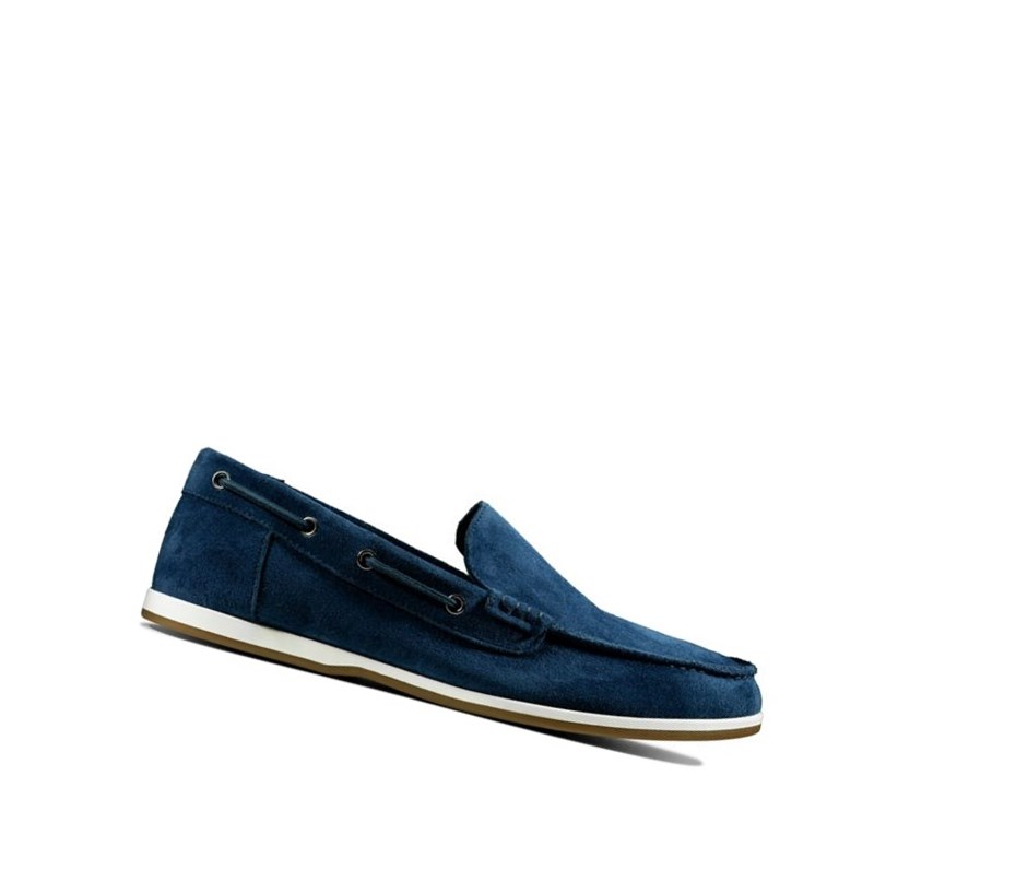 Zapatos del Barco Clarks Morven Sun Gamuza Hombre Azul Marino | PGMO-87136