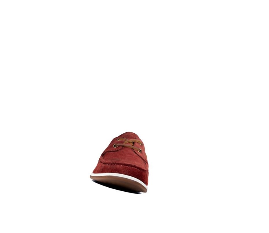 Zapatos del Barco Clarks Pickwell Sail Gamuza Hombre Rojas | FSOA-53691