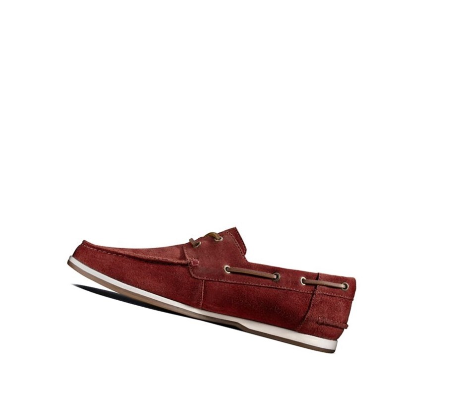 Zapatos del Barco Clarks Pickwell Sail Gamuza Hombre Rojas | FSOA-53691