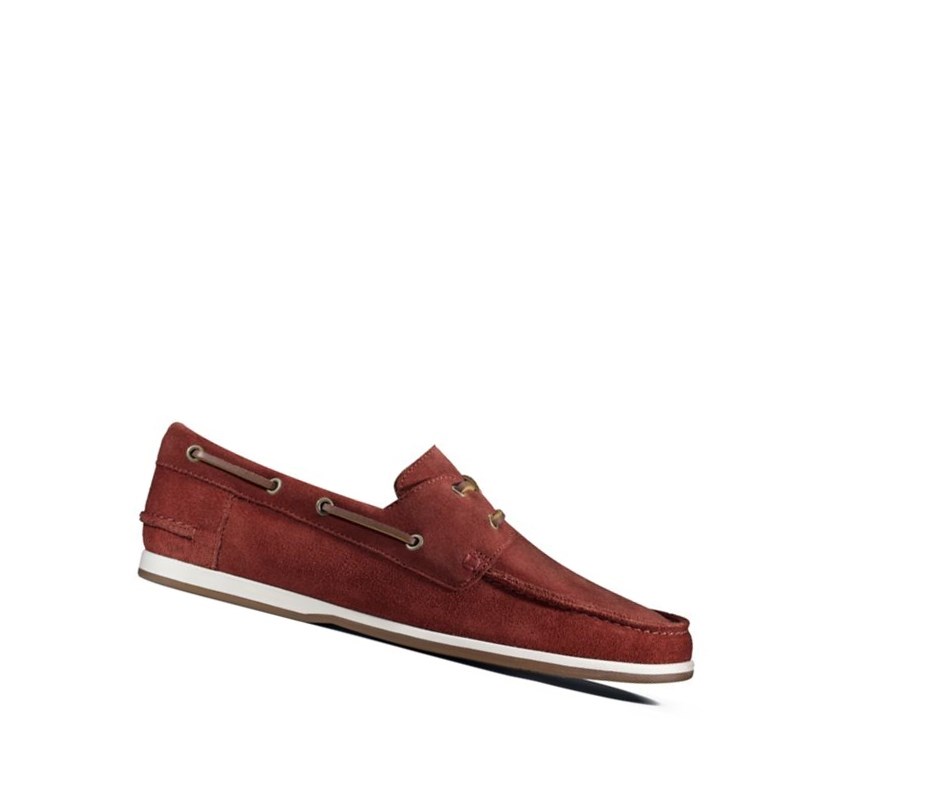 Zapatos del Barco Clarks Pickwell Sail Gamuza Hombre Rojas | FSOA-53691